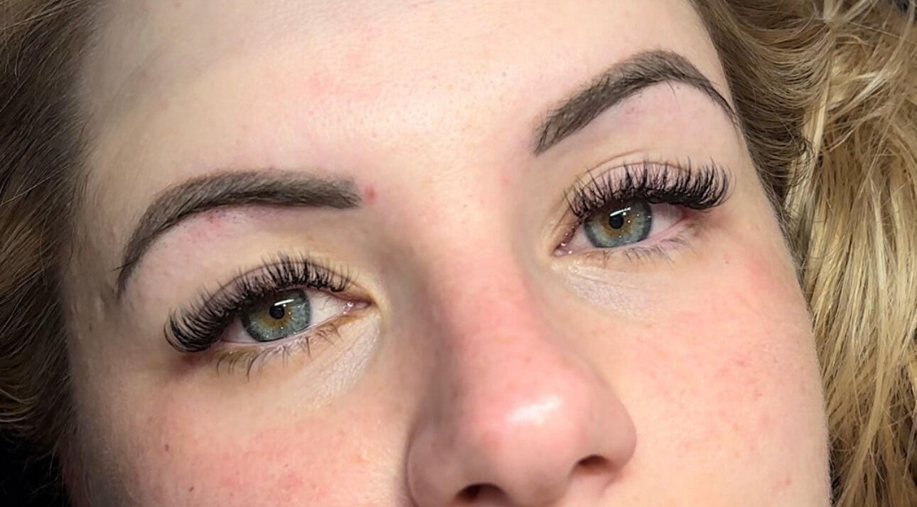 Close-up of eyelash extensions from LashesbyElsa in Basildon, England, GB, showcasing detailed lash work.