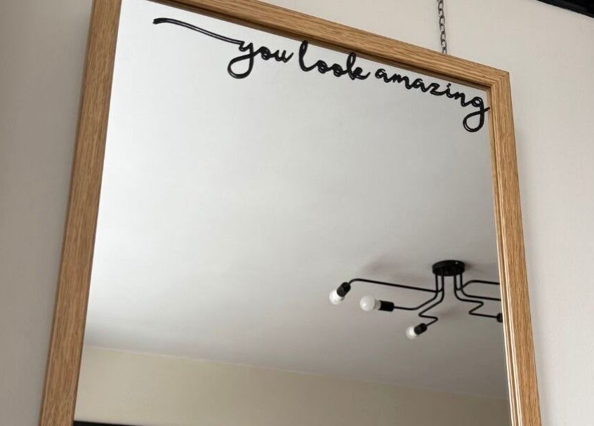 Elegant mirror with 'you look amazing' at Twenty Two Beauty and Training, Ripley, England, GB.