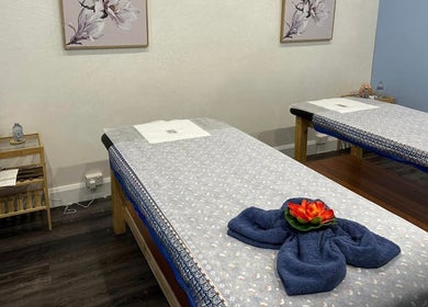Peaceful massage room at 88 Thai Massage Studio, Richmond, Victoria, AU. Elegant decor enhances relaxation.