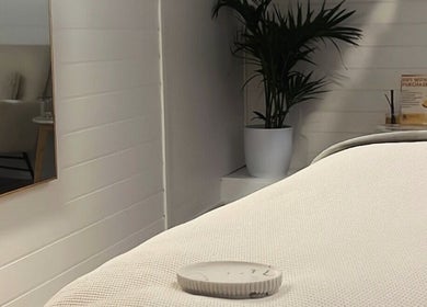 Relaxing treatment room at Exhale Holistic Skin, Bentleigh East, Victoria, AU with calming decor.