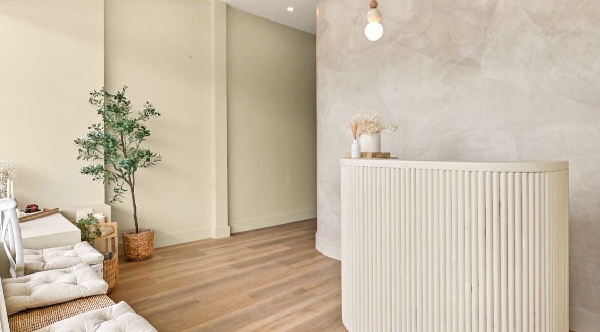 Tranquil reception area at Exhale Holistic Skin, Bentleigh East, Victoria, AU with natural decor.