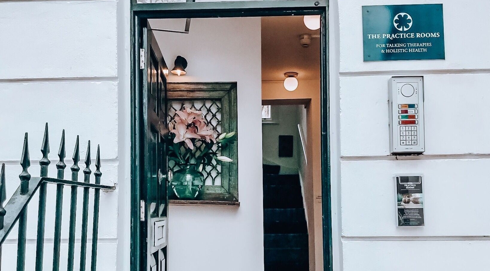 Entrance of Colette Osteopathy at The Practice Rooms, Bristol, England, GB with stylish decor.