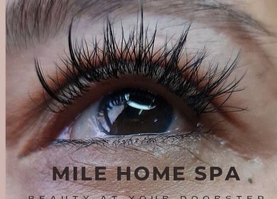 Close-up of eyelash extensions at Mile Home Spa, Abu Dhabi, Abu Dhabi, AE for beauty enhancement.