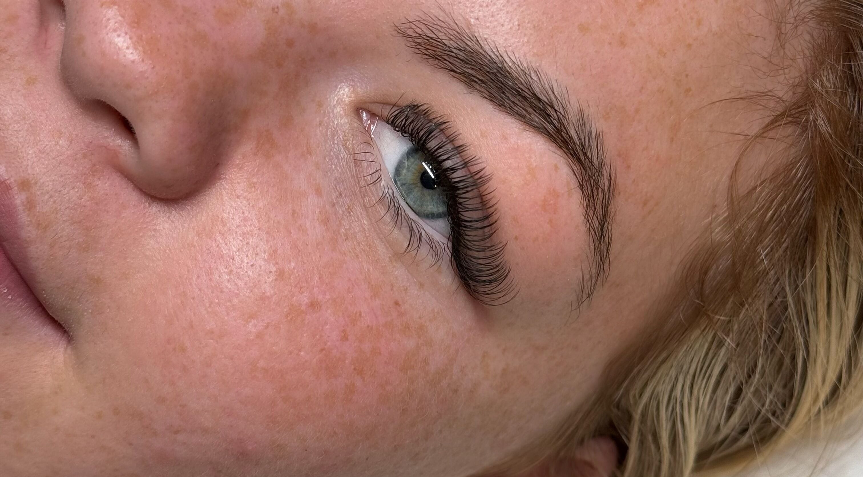 Close-up of styled eyelashes at Byellejl, Hyde, England, GB, showcasing expert beauty services.