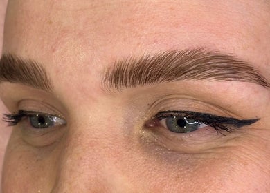 Close-up of expertly shaped eyebrows at Girl On Fire Beauty, Taylor, Australian Capital Territory, AU.