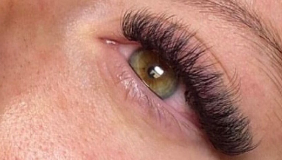 Close-up of enhanced eyelashes at The Beauty Collective, O'fallon, Missouri, US.