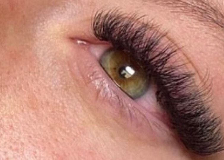 Close-up of enhanced eyelashes at The Beauty Collective, O'fallon, Missouri, US.