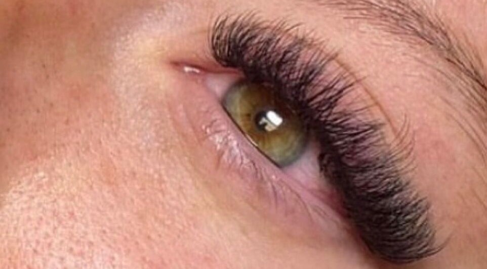 Close-up of enhanced eyelashes at The Beauty Collective, O'fallon, Missouri, US.