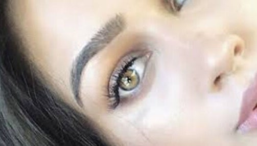 Close-up of expertly groomed brows and lashes at Lilac Beauty Skin Brows Lashes, Cape Town, Western Cape, ZA.