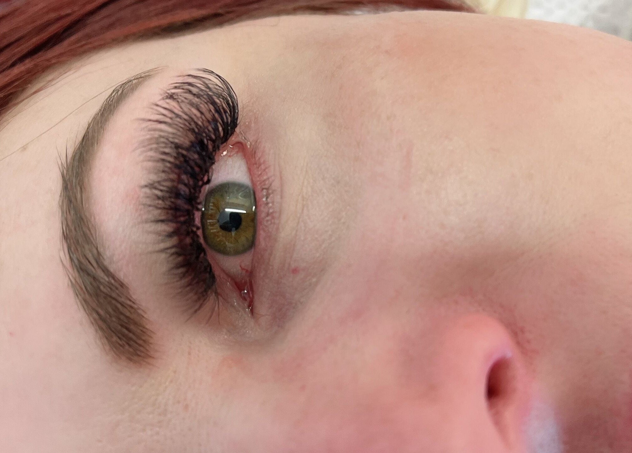 Close-up of eyelash extensions at Lilac Beauty Skin Brows Lashes, Cape Town, Western Cape, ZA.