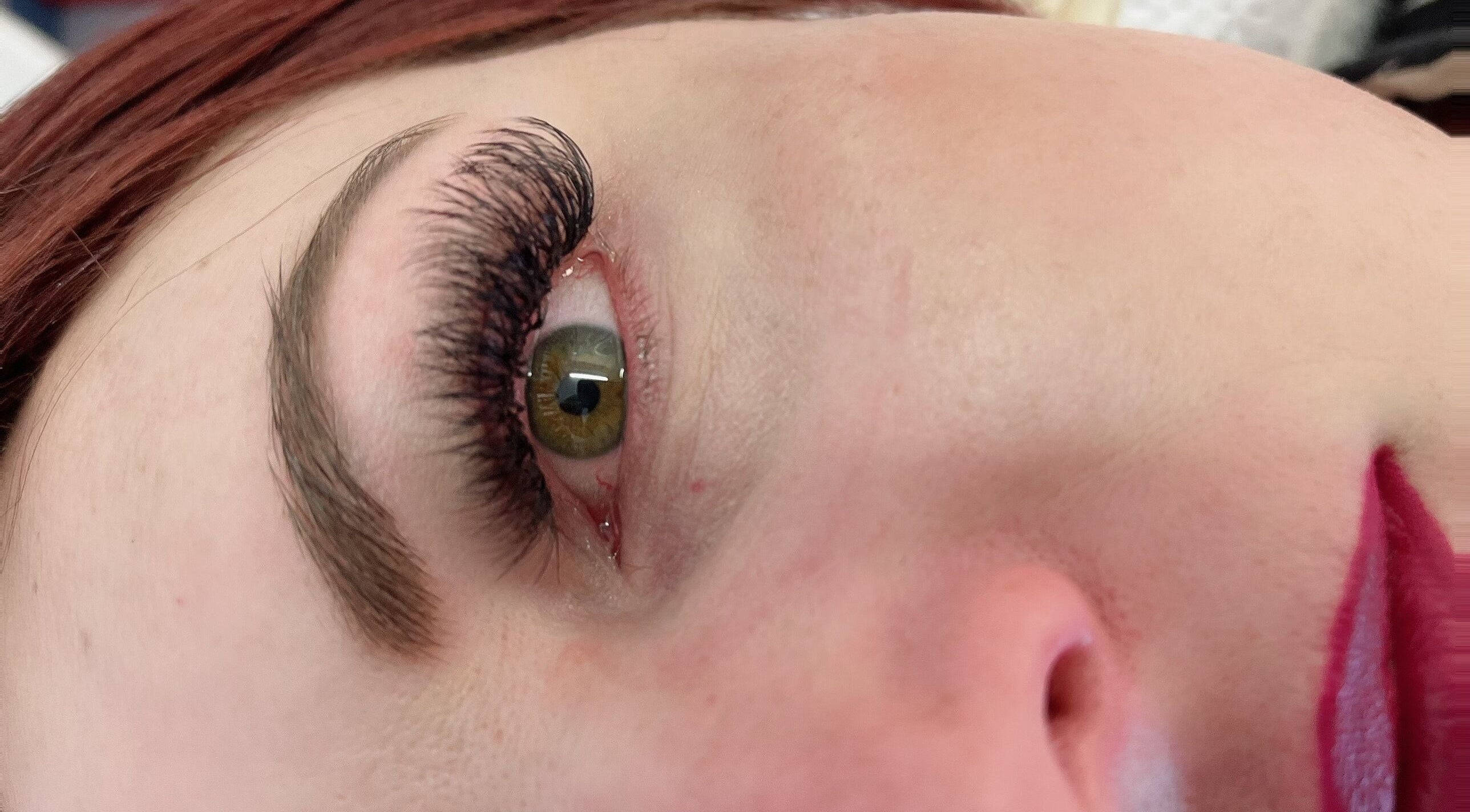 Close-up of eyelash extensions at Lilac Beauty Skin Brows Lashes, Cape Town, Western Cape, ZA.