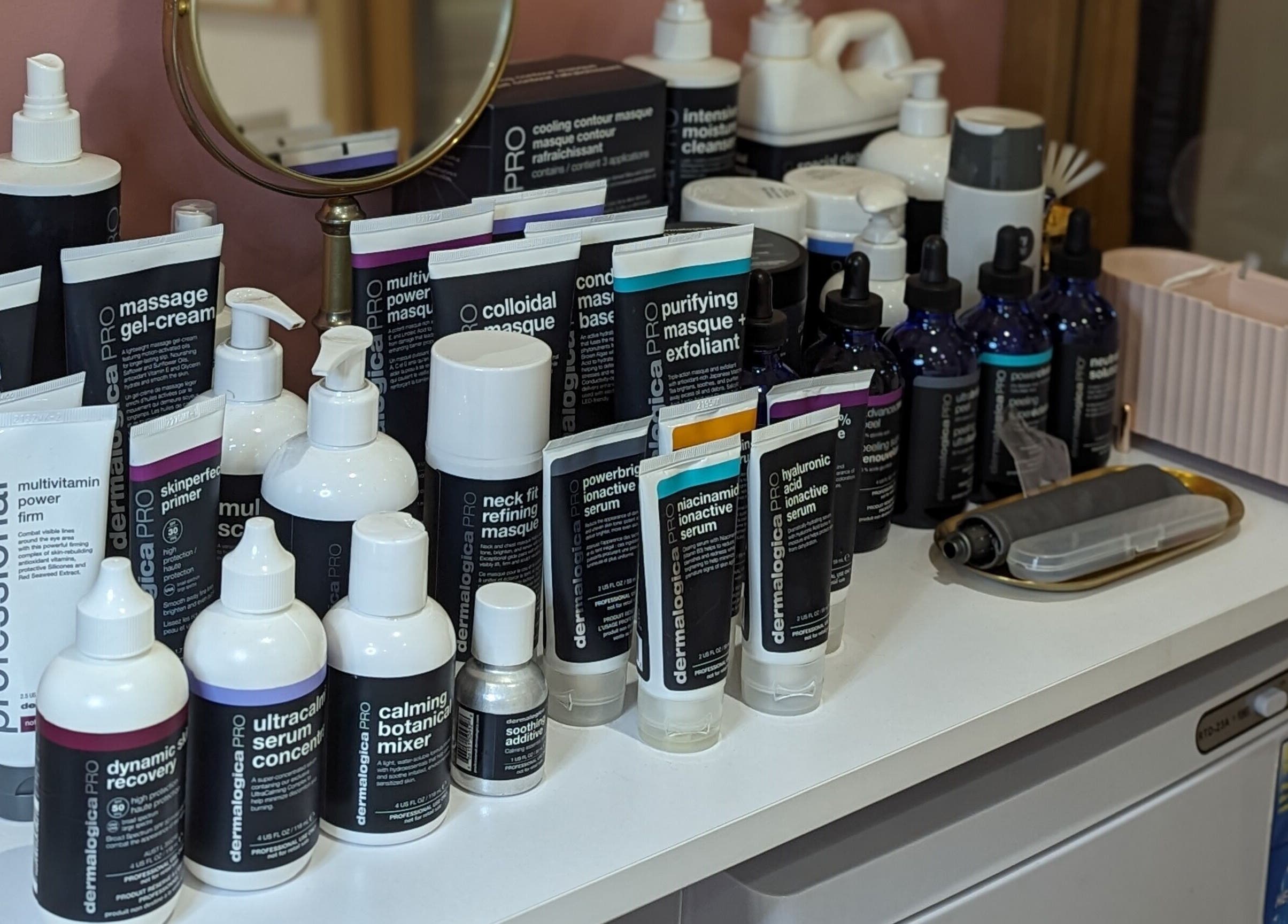 Skincare products displayed at GBM Beauty Aesthetics, Ruislip, England, GB.