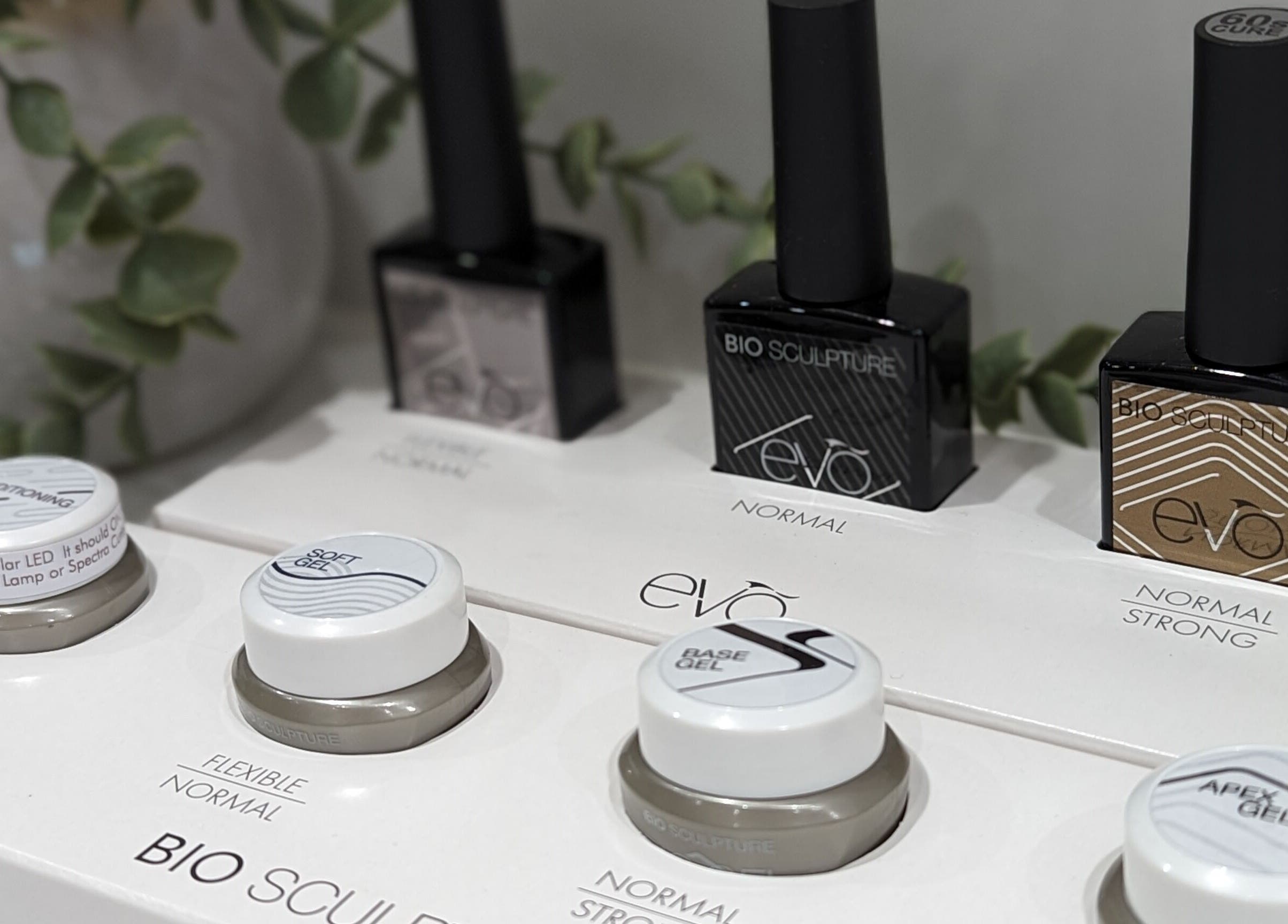 Evo gel manicure products at GBM Beauty Aesthetics in Ruislip, England, GB, showcasing premium nail care.