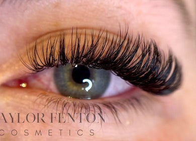 Close-up of eyelash extensions at Taylor Fenton Cosmetics, Whitstable, England, GB.