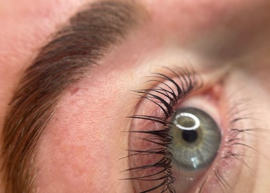 Close-up of beautifully curled lashes at Taylor Fenton Cosmetics, Whitstable, England, GB.