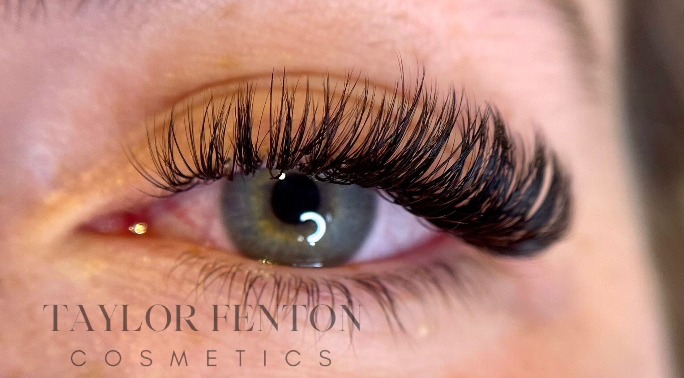 Close-up of expertly styled lashes at Taylor Fenton Cosmetics, Whitstable, England, GB.