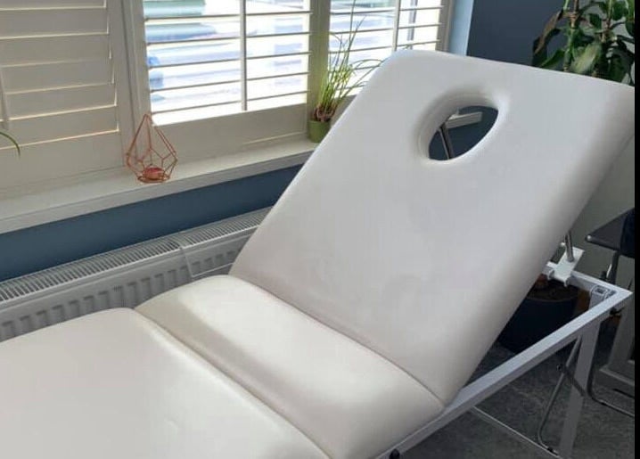 Comfortable spa bed at Taylor Fenton Cosmetics, Whitstable, England, GB, perfect for relaxation and treatments.