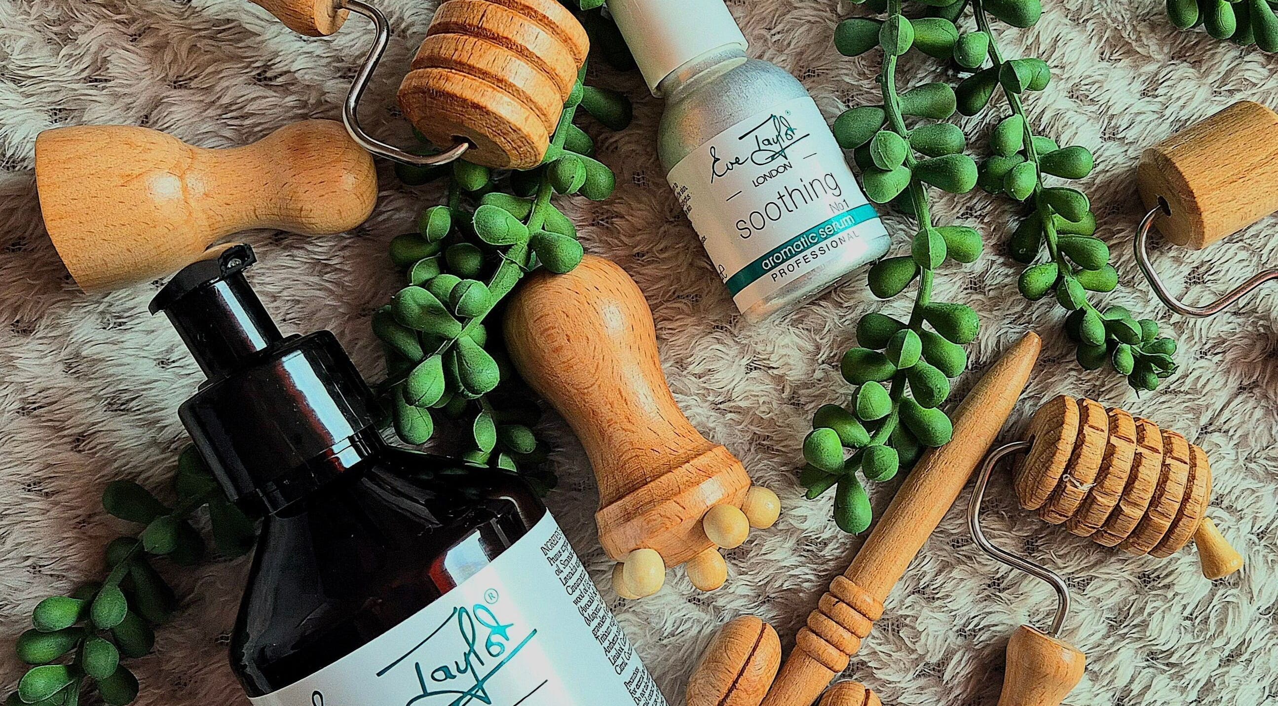 Massage tools and serum at Nirvana Beauty & Massage, Bonnybridge, Scotland, GB showcasing relaxation.