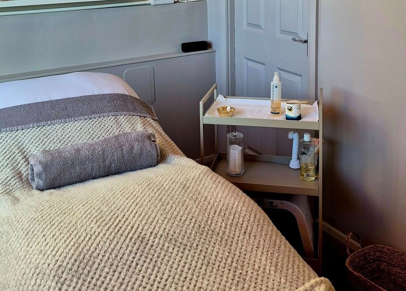 Relaxing massage bed at Nirvana Beauty & Massage in Bonnybridge, Scotland, GB, ready for a soothing session.