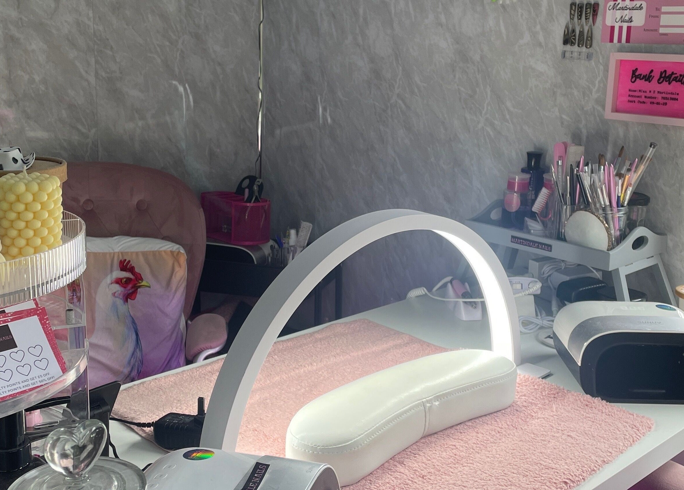 Elegant Martindale Nails manicure station in Kendal, England, GB, set with tools and decor for nail care.