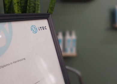 ITEC diploma displayed at The Look Hair & Nail Salon in Vredendal, Western Cape, ZA, showcasing expertise.