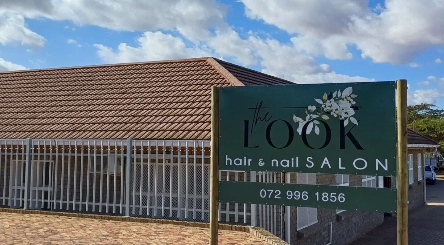 Exterior view of The Look Hair & Nail Salon @ Vredendal, showcasing its stylish signage in Vredendal, Western Cape, ZA.