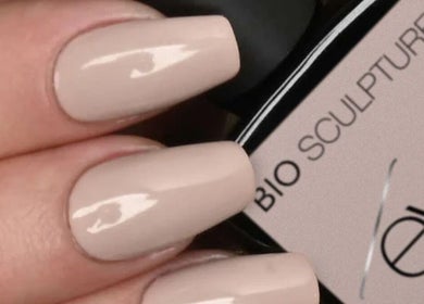 Glossy nude nails with Bio Sculpture polish at Studio 59, Rumney, Wales, GB.