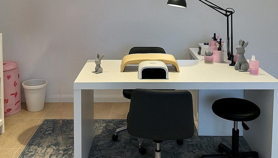 Modern nail station at Abigail’s, Darlington, England, GB offering stylish and cozy ambiance.