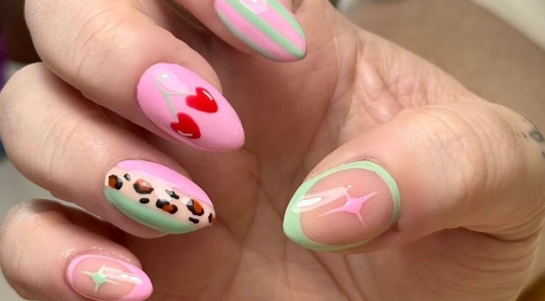 Beautiful nail art with colorful designs at Abigail’s in Darlington, England, GB.