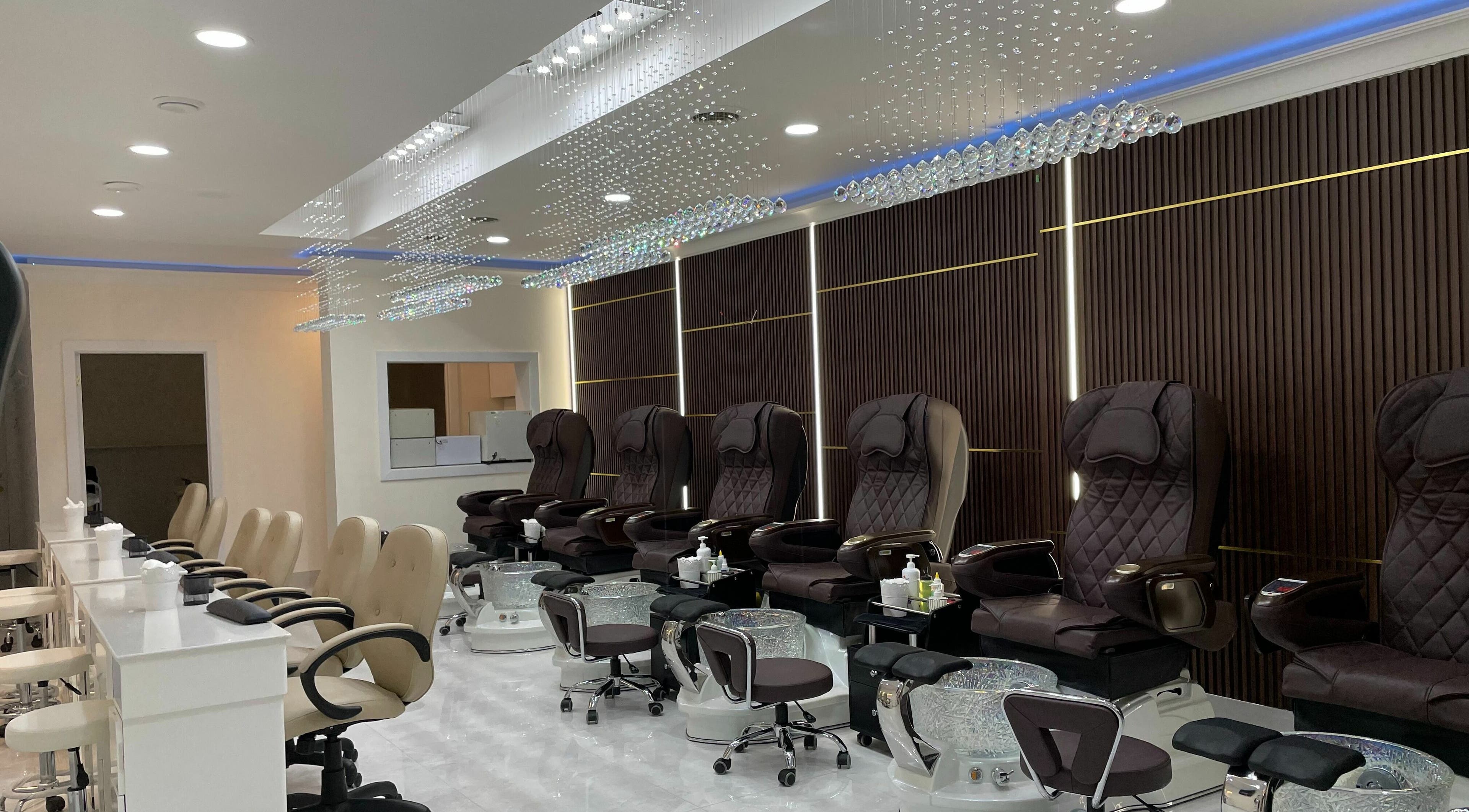 Luxurious pedicure stations at Beautique Bar on Yonge, Toronto, Ontario, CA showcasing modern elegance.