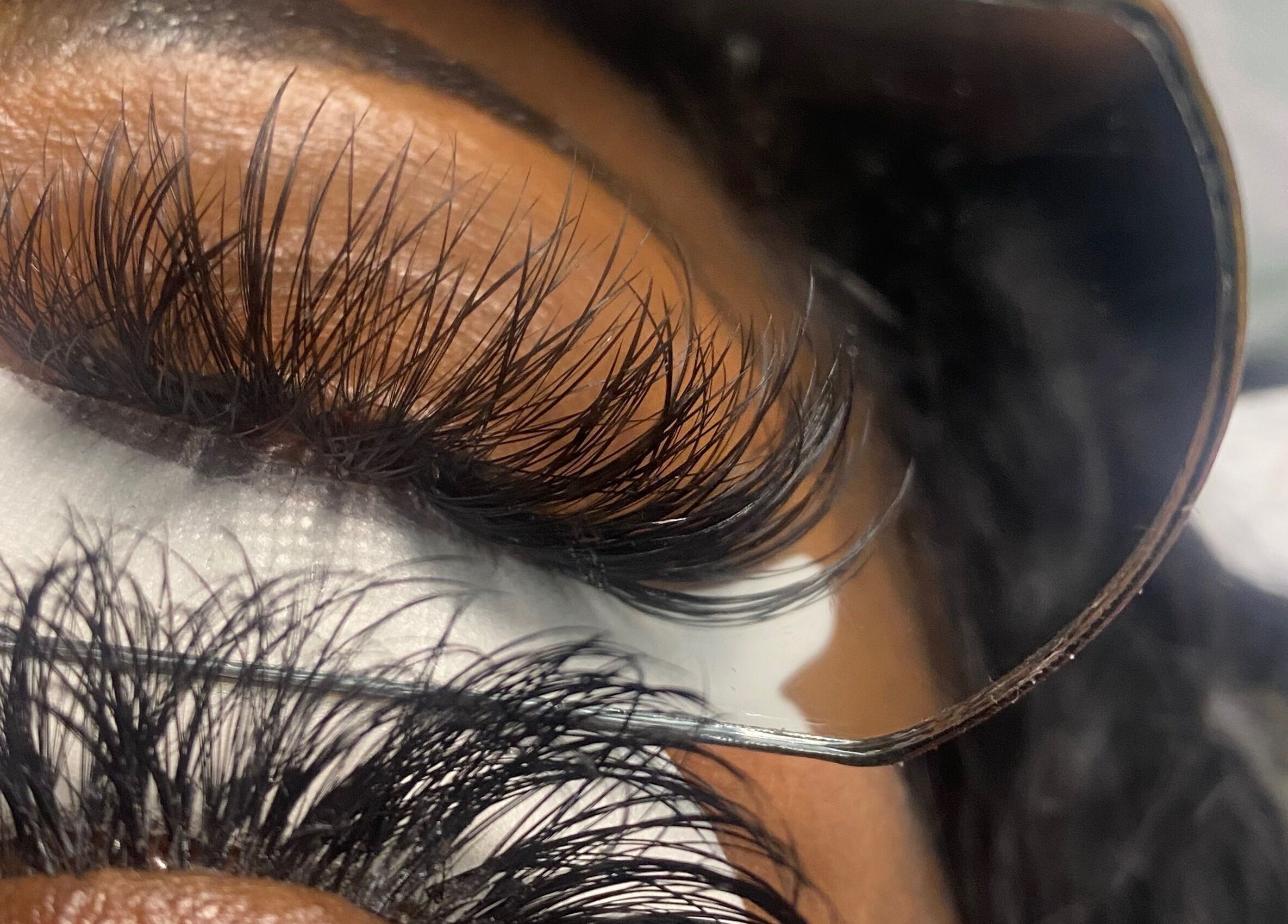 Close-up of eyelash extensions at Comfy Lux Lash, Fountain Inn, South Carolina, US.