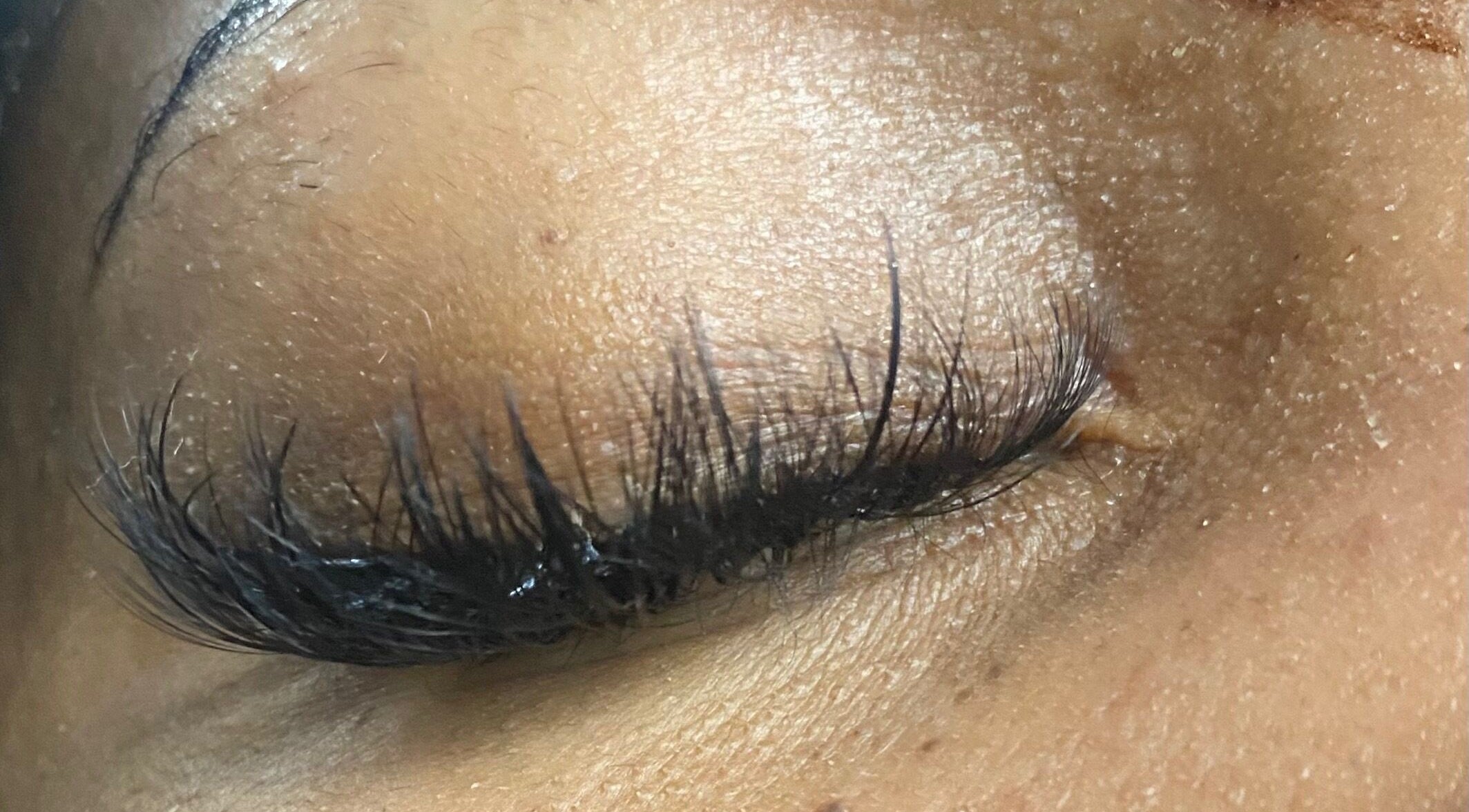 Close-up of elegant lash extensions at Comfy Lux Lash, Fountain Inn, South Carolina, US.