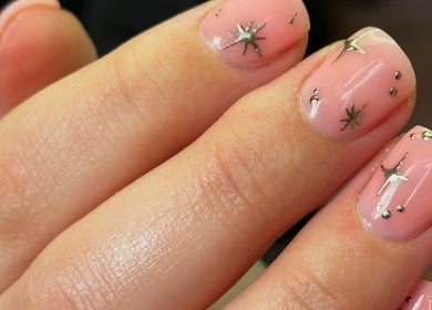 Elegant starry nail design at LilyBeautyandNails, Burton-on-trent, England, GB.