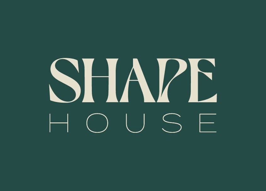 Shape House X AKME Pop Up logo on a green background in Melbourne, Victoria, AU.