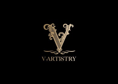 Elegant goudkleurig V Artistry logo in Ravels, Vlaanderen, BE.