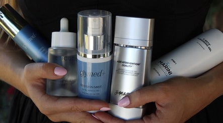 A selection of premium skincare products at Freshfacedaesthetics, San Diego, California, US.