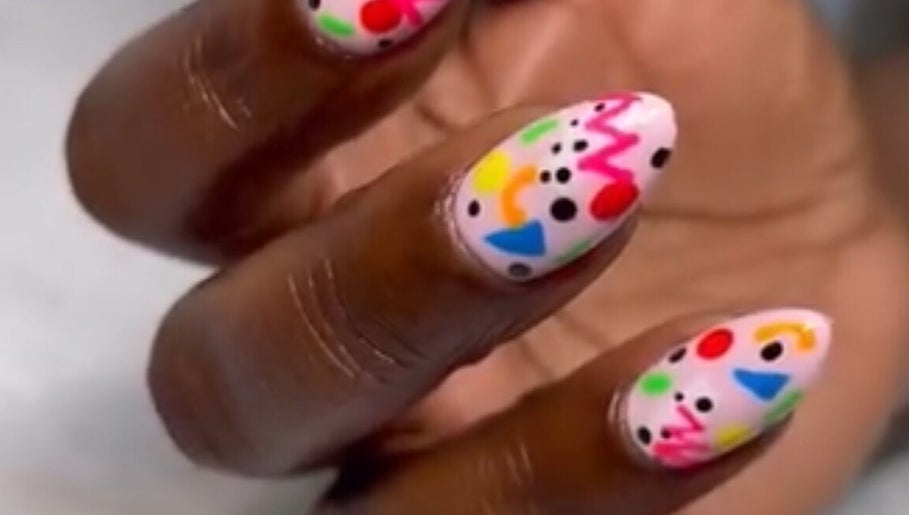 Vibrant abstract nail art at Hycèla Lara-The Art of Beauty, Port of Spain, Port of Spain Corporation, TT.