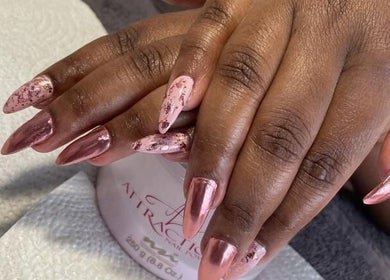 Stylish rose gold nails at Caroline's Nails Bedfordview, Johannesburg, Gauteng, ZA.