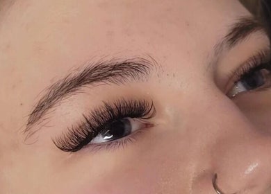Close-up of expertly styled lashes at Glam On The Lash, Trimley Saint Mary, England, GB.