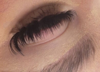Close-up of elegant eyelash extensions at Glam On The Lash in Trimley Saint Mary, England, GB.