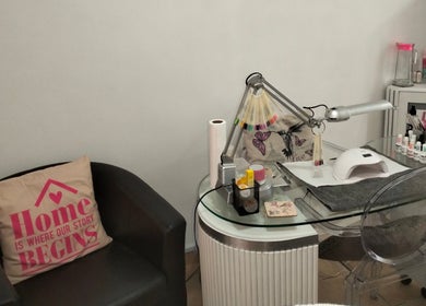 Cozy nail station at La Bella Beauty in Cape Town, Western Cape, ZA with manicure tools and chic decor.