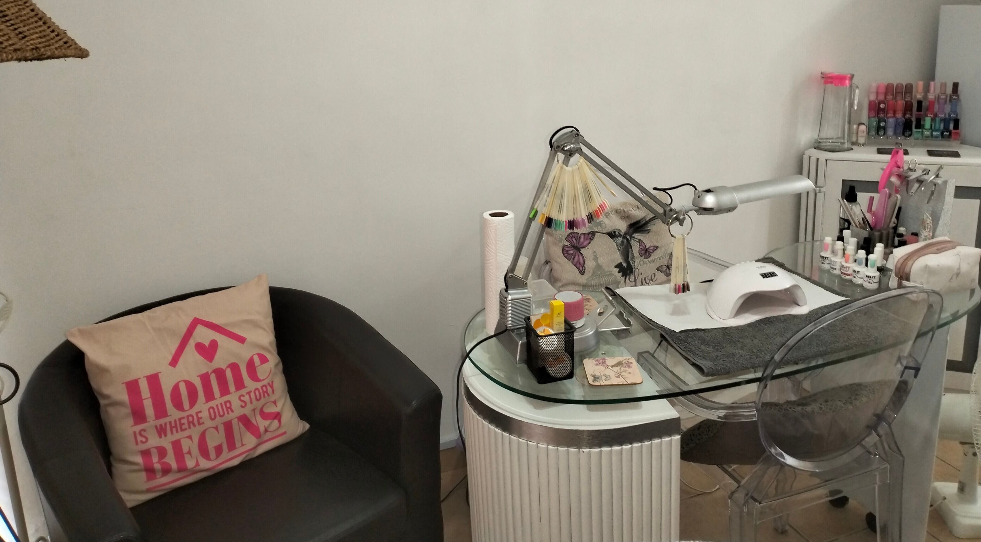 Cozy nail station at La Bella Beauty in Cape Town, Western Cape, ZA with manicure tools and chic decor.