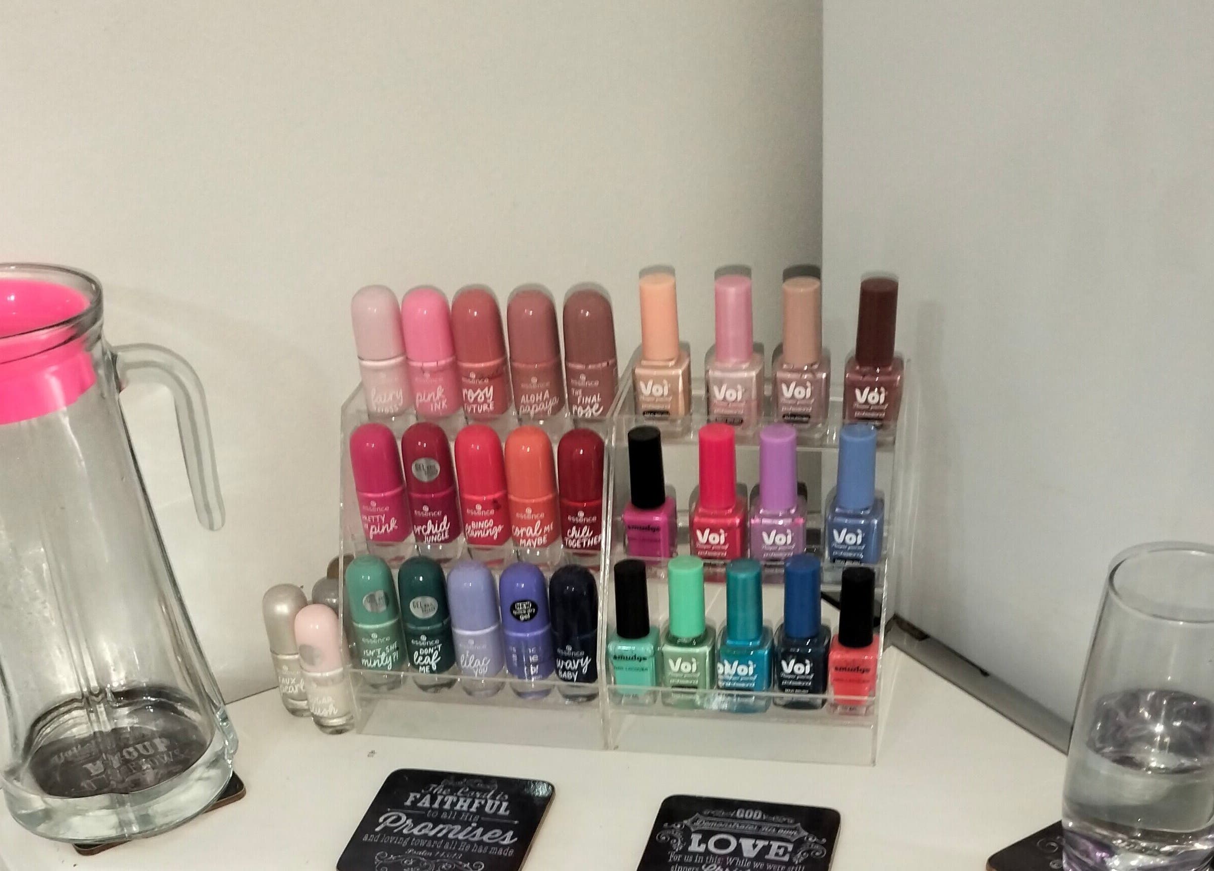 Vibrant nail polish collection at La Bella Beauty in Cape Town, Western Cape, ZA.
