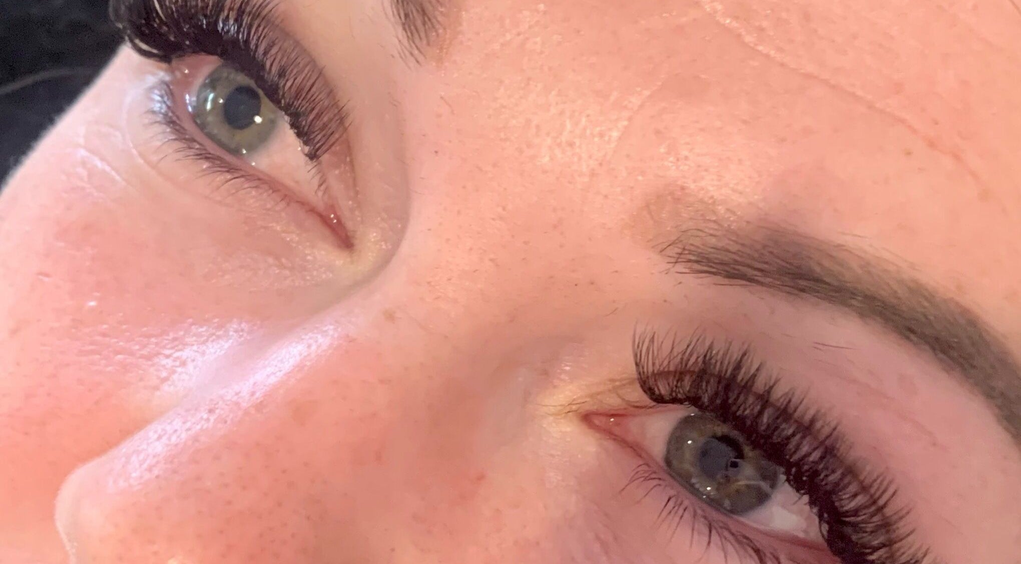 Close-up of eyelash extensions by Kayla Griffiths Makeup & Beauty, Bushmead, Western Australia, AU.