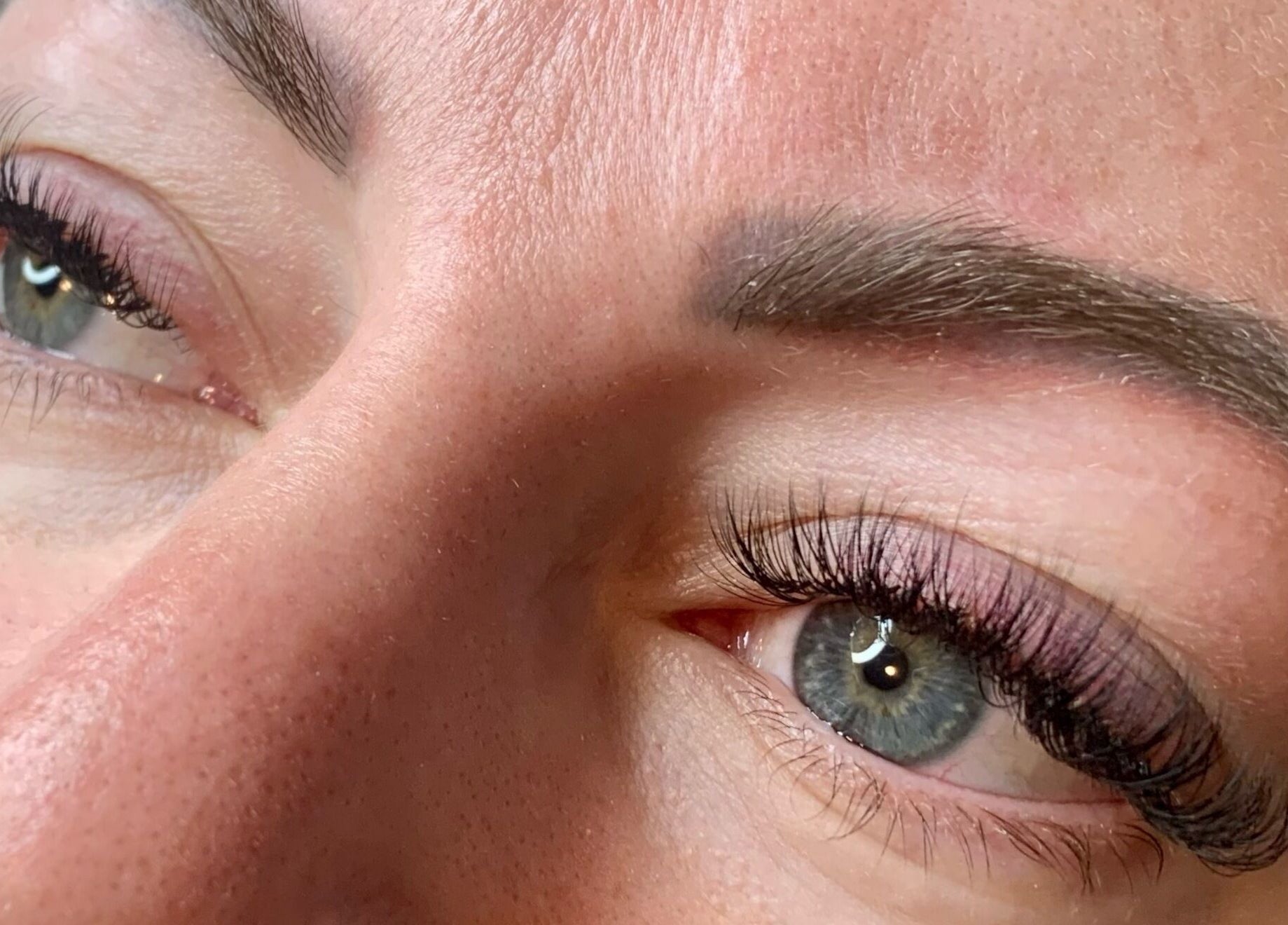 Close-up of eyelash extensions at Kayla Griffiths Makeup & Beauty, Bushmead, Western Australia, AU.