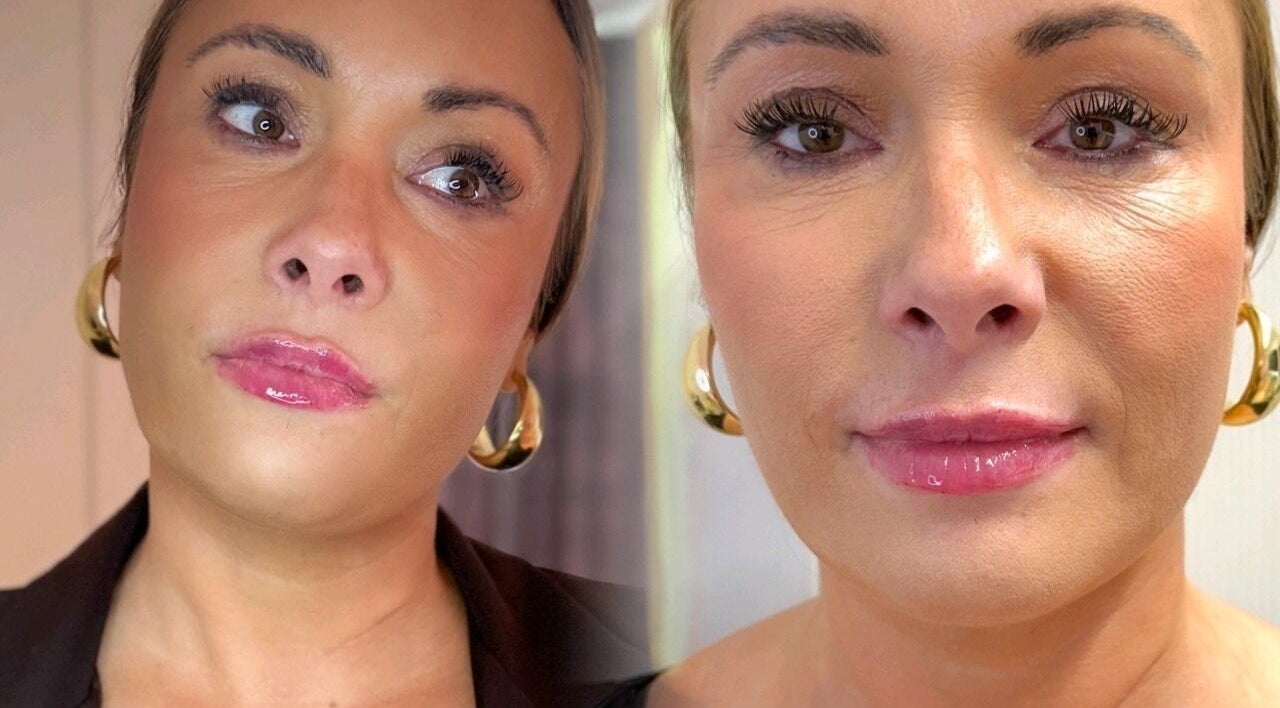 Close-up of glowing skin and makeup at Anisa Aesthetics, Peterborough, England, GB.