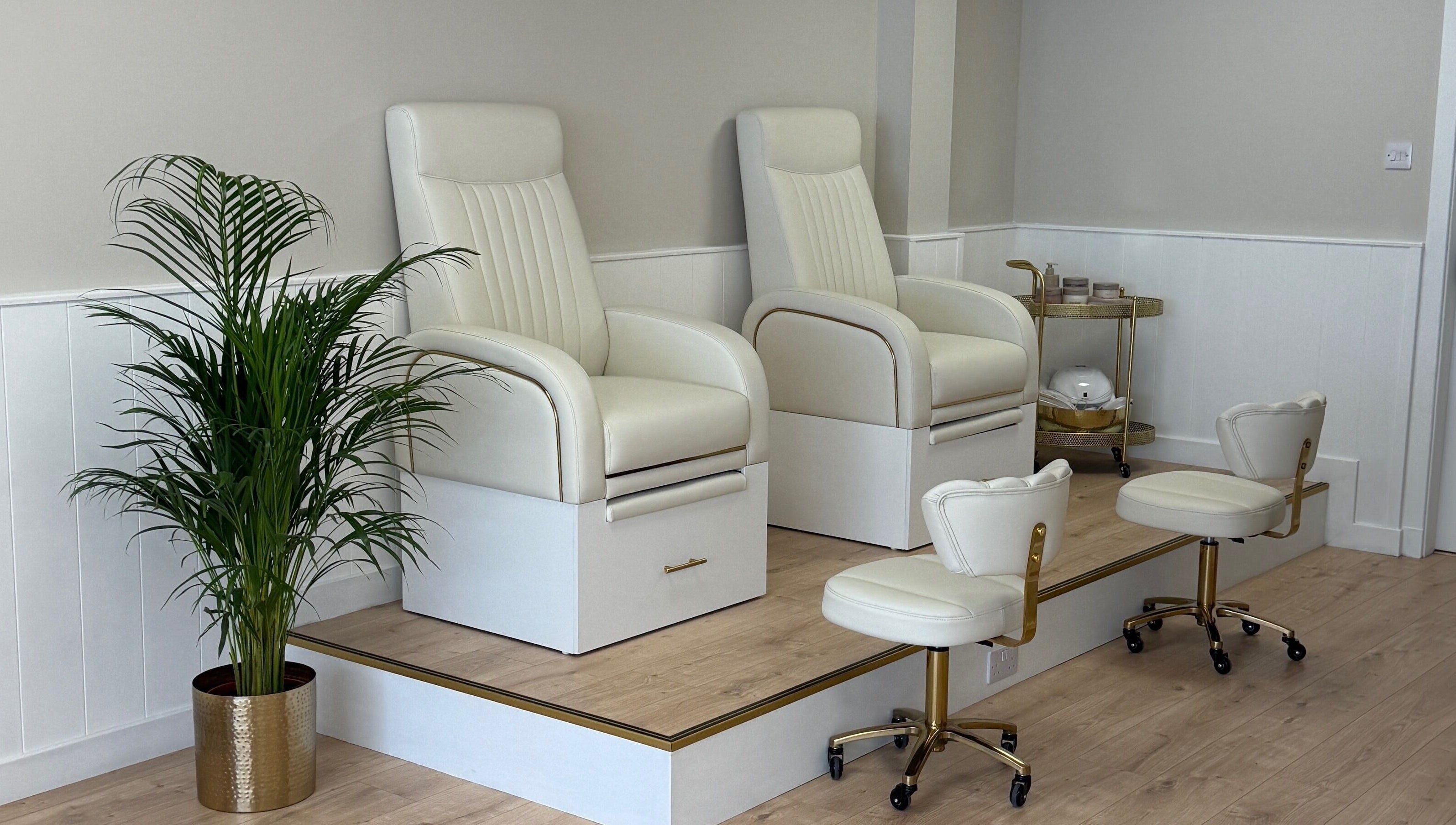Luxurious pedicure chairs at DS Beauty Salon, Banchory, Scotland, GB offer a serene, relaxing atmosphere.