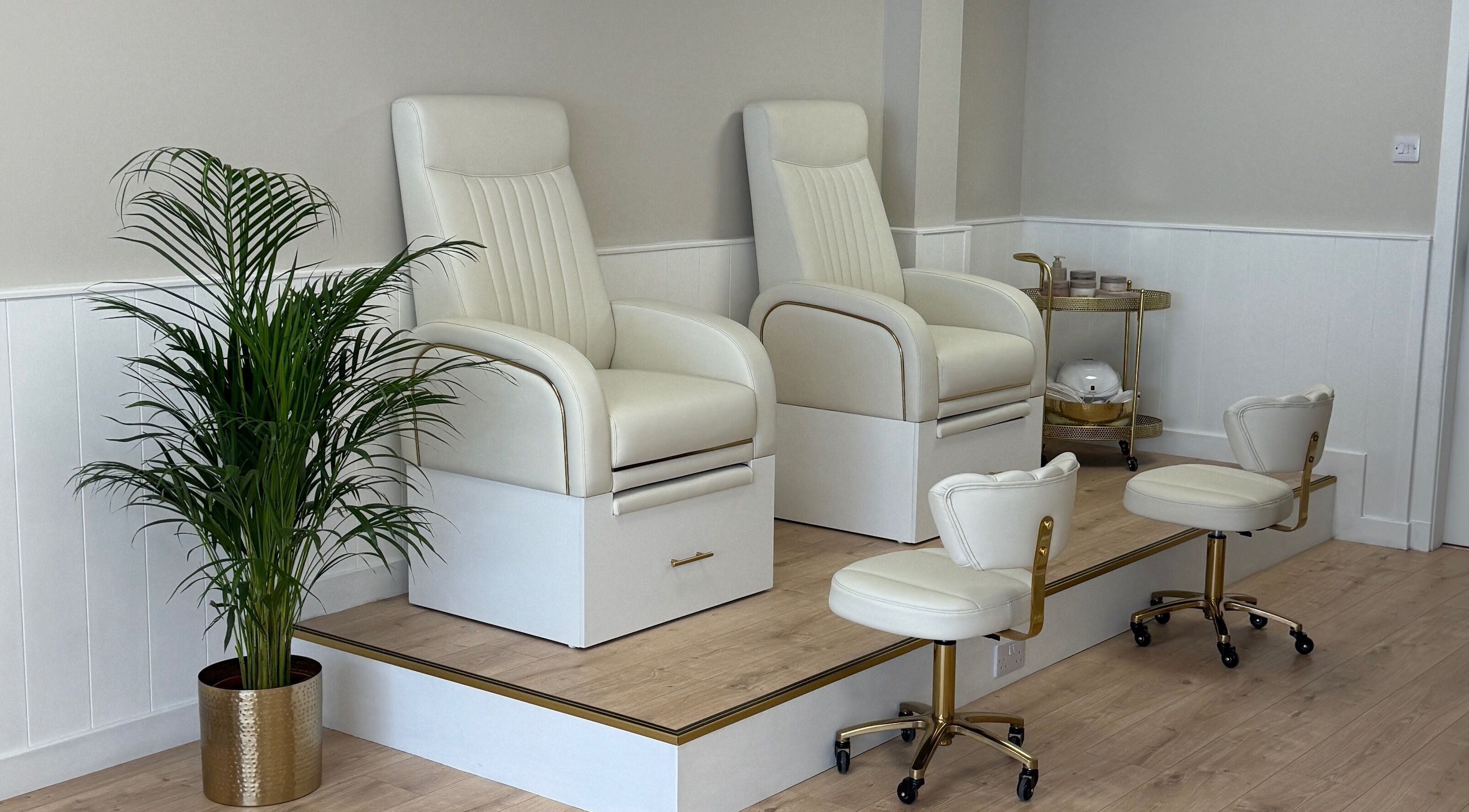 Luxurious pedicure chairs at DS Beauty Salon, Banchory, Scotland, GB offer a serene, relaxing atmosphere.