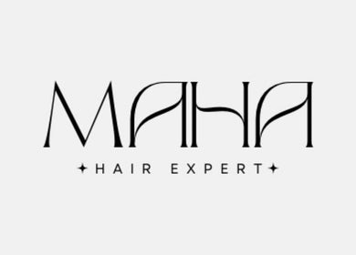 Elegant Hairby_maha logo featuring 'Hair Expert' in Windsor, Ontario, CA.