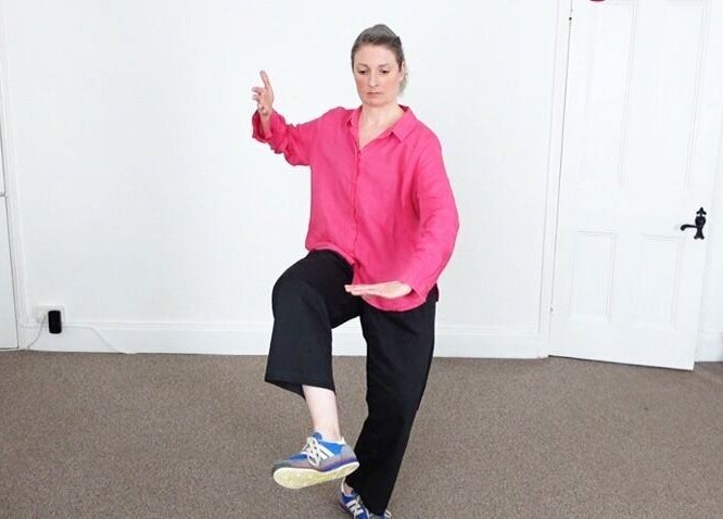 Person practicing Tai Chi at Earth Balance Tai Chi via Zoom/MsTeams, England, GB.